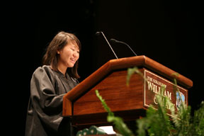 Chan makes remarks during Charter Day. By Stephen Salpukas.
