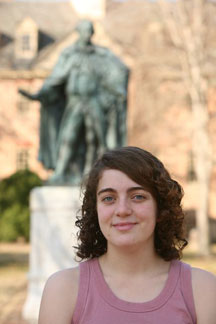 Smith stands in front of the Lord Botetourt statue. By Stephen Salpukas.