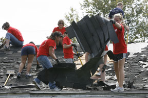 Rooftop volunteers.