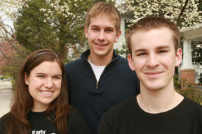 (From left) Heather McConchie, Daniel Zabransky and Mark Streer will continue their undergraduate studies next year with the help of Goldwater Scholarships. By Stephen Salpukas.