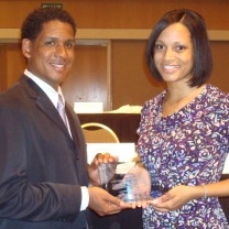 Myron McClees ’10, 2009-10 BLSA President, and Latoya Asia ’09, 2008-09 BLSA President, accepted the honor on behalf of the chapter.
