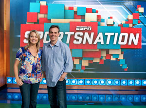 Sportsnation co-host Michelle Beadle (left) offered her own pug as a celebrity mascot.