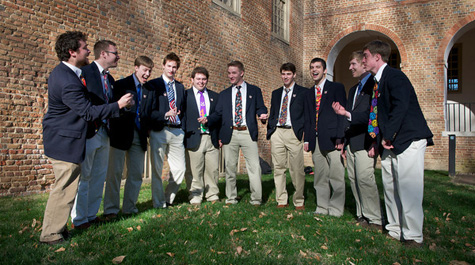 Khakis, blue jackets and crazy ties