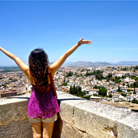 Student Aly Brahe at the Alcazaba Alhambra