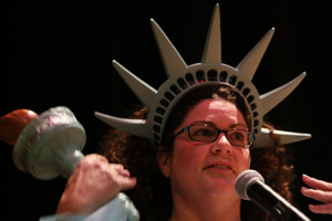 Christine Nemacheck as the Statue of Liberty