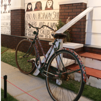 Anderson Johnson painted on everything, even bikes in front of his house.