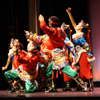 Students in the dance troupe performing.