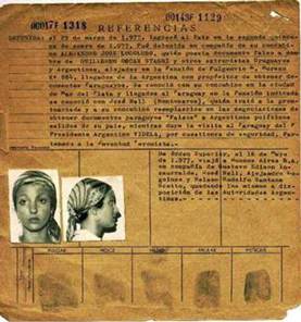 Undergraduates in the National Security Archive Project work with documents such as this 1977 police record of the capture of Dora Marta Landi, detained in Paraguay while fleeing repression in her native Argentina. (Courtesy of the National Security Archive)
