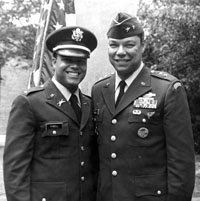 ROTC cadet Michael Powell and his father, former Secretary of State Colin Powell