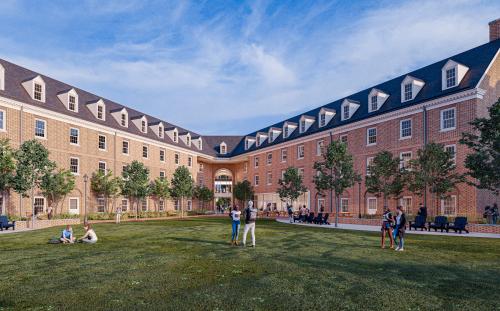 Conceptual design of courtyard perspective from Lemon and Hardy Halls.