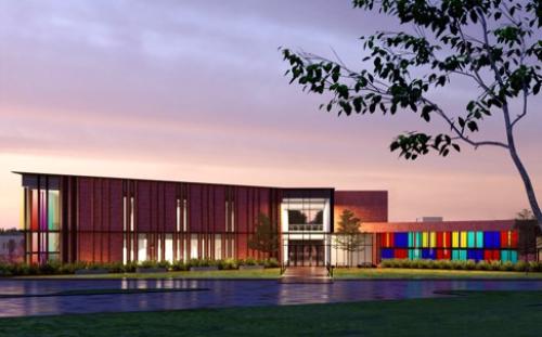 Muscarelle museum addition at dusk