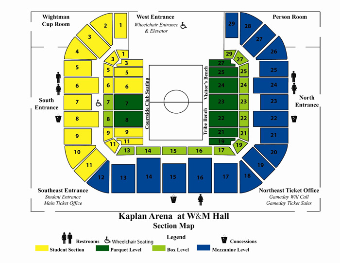  Tabla de asientos Kaplan Arena