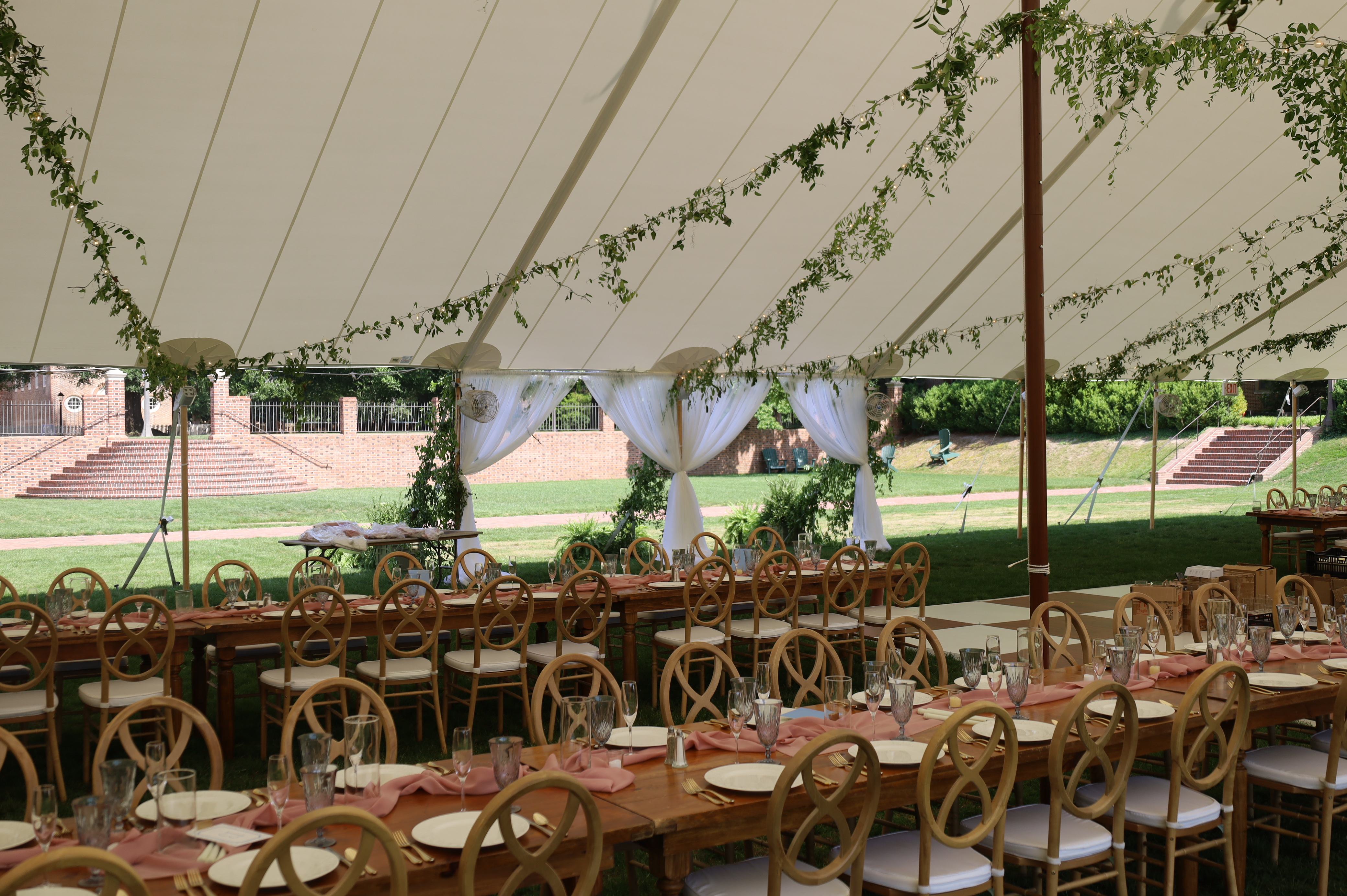 Sunken Gardens Wedding Reception Setup