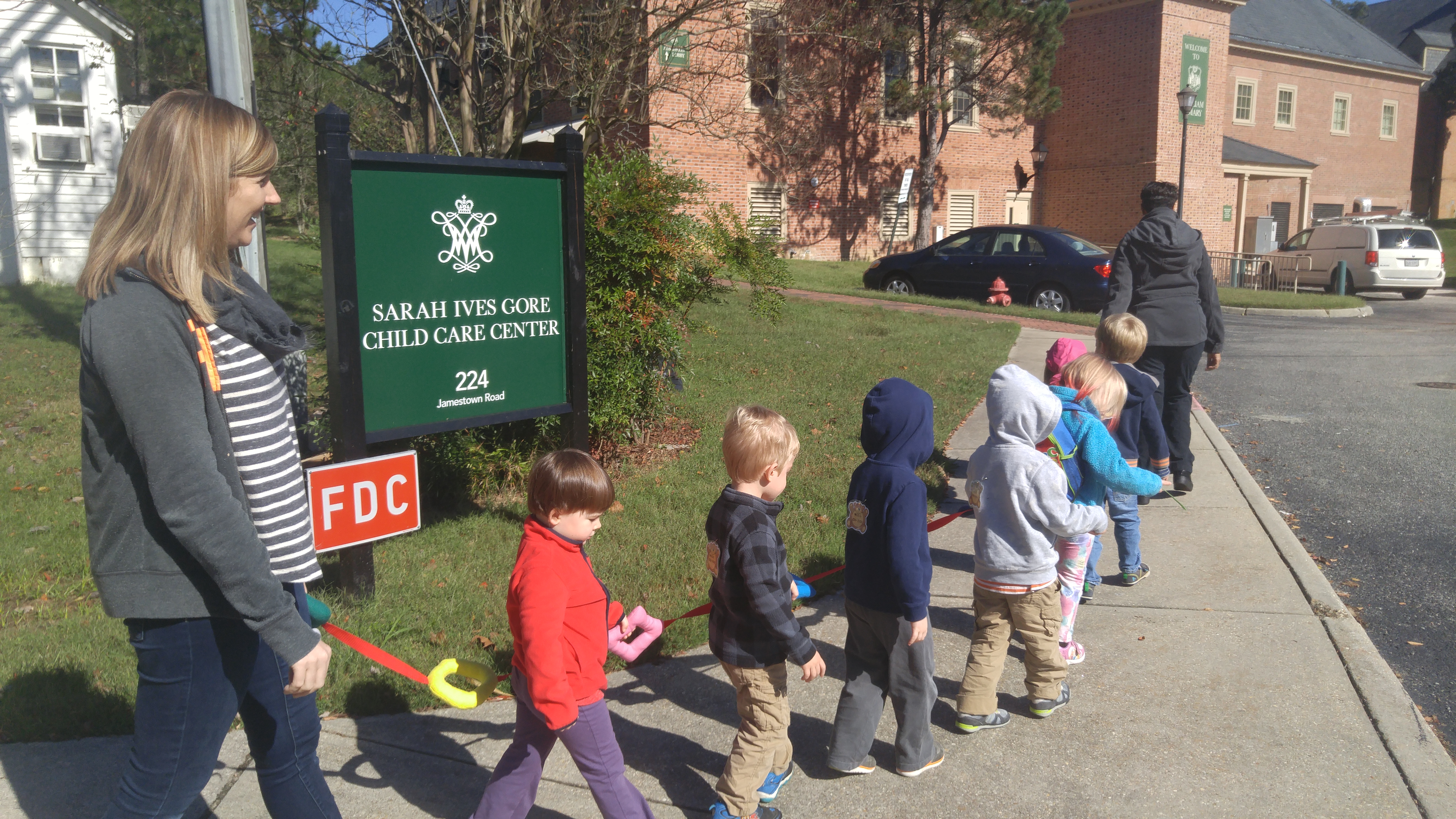 WCCC children and staff enjoy a walk around campus.