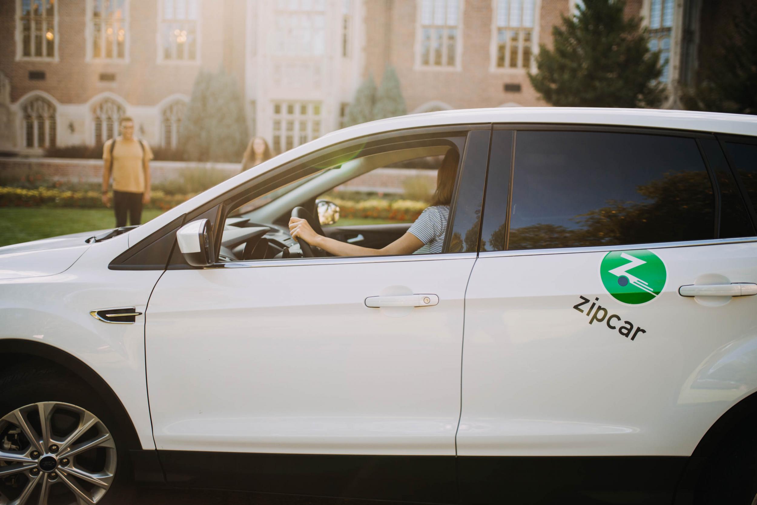 Student driving a Zipcar