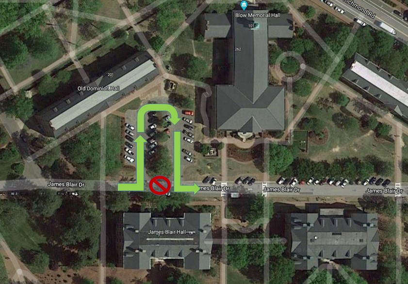 James Blair Dr detour