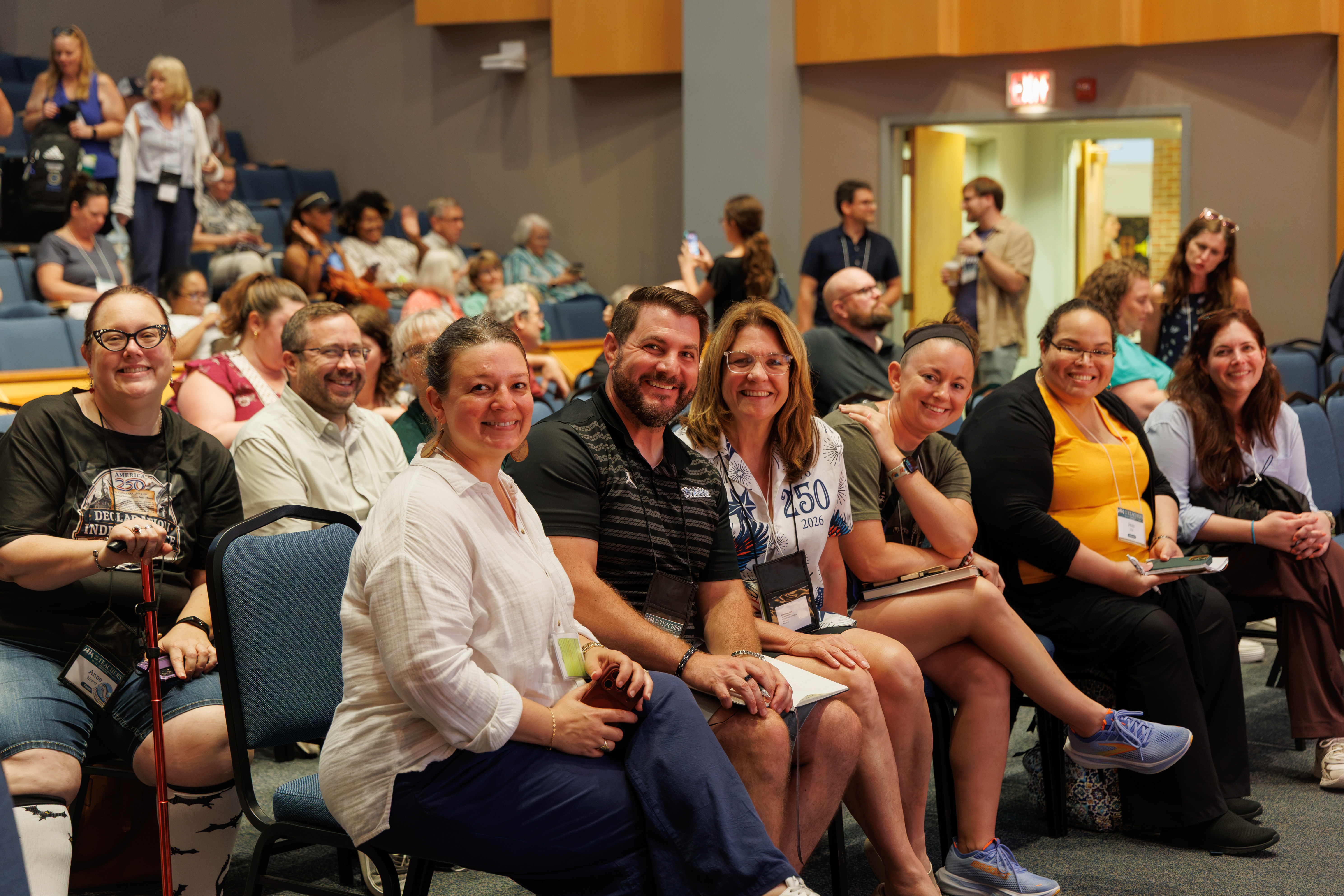 Delegates attending a talk by leading historical scholars