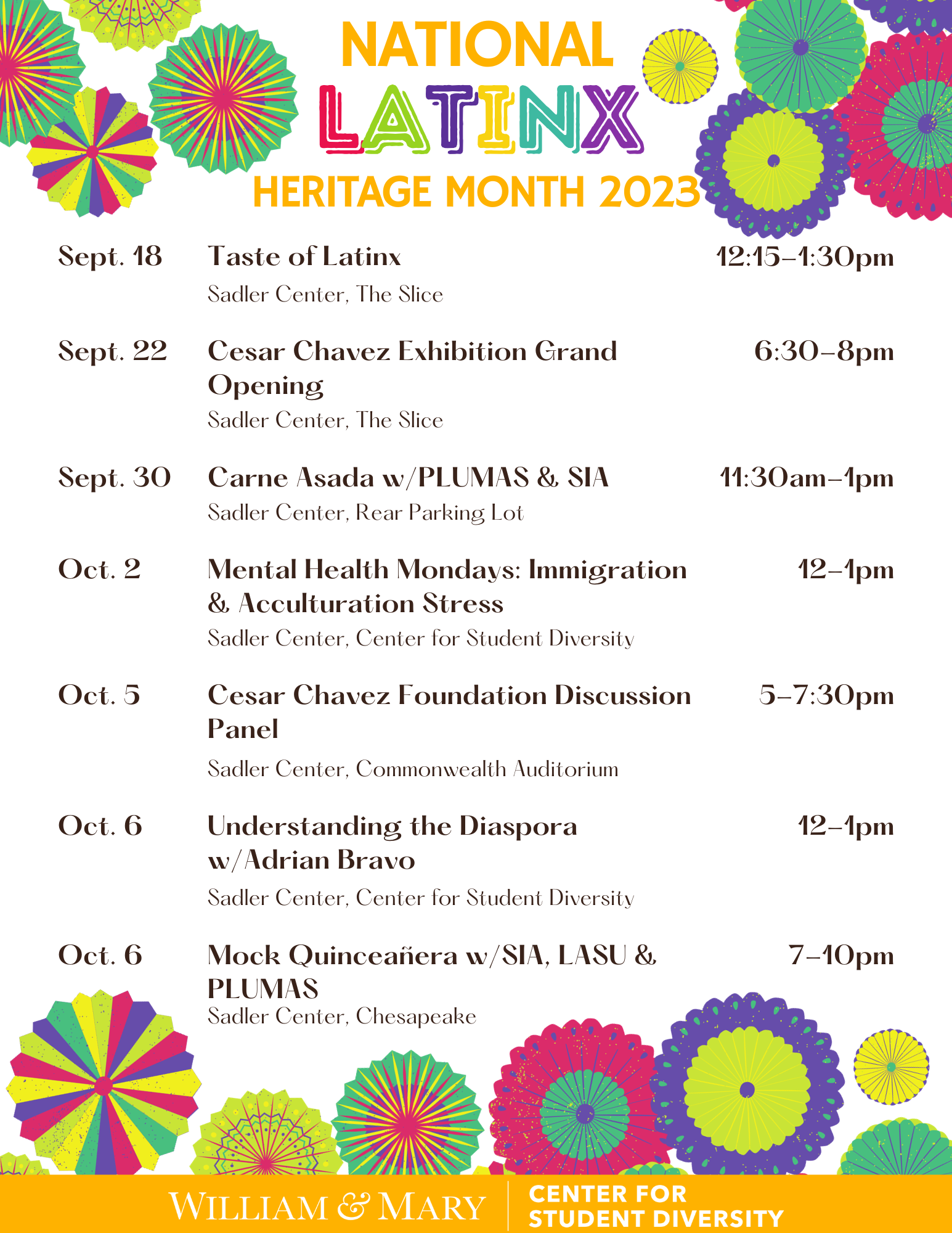 Latinx Heritage Month 2023 Calendar