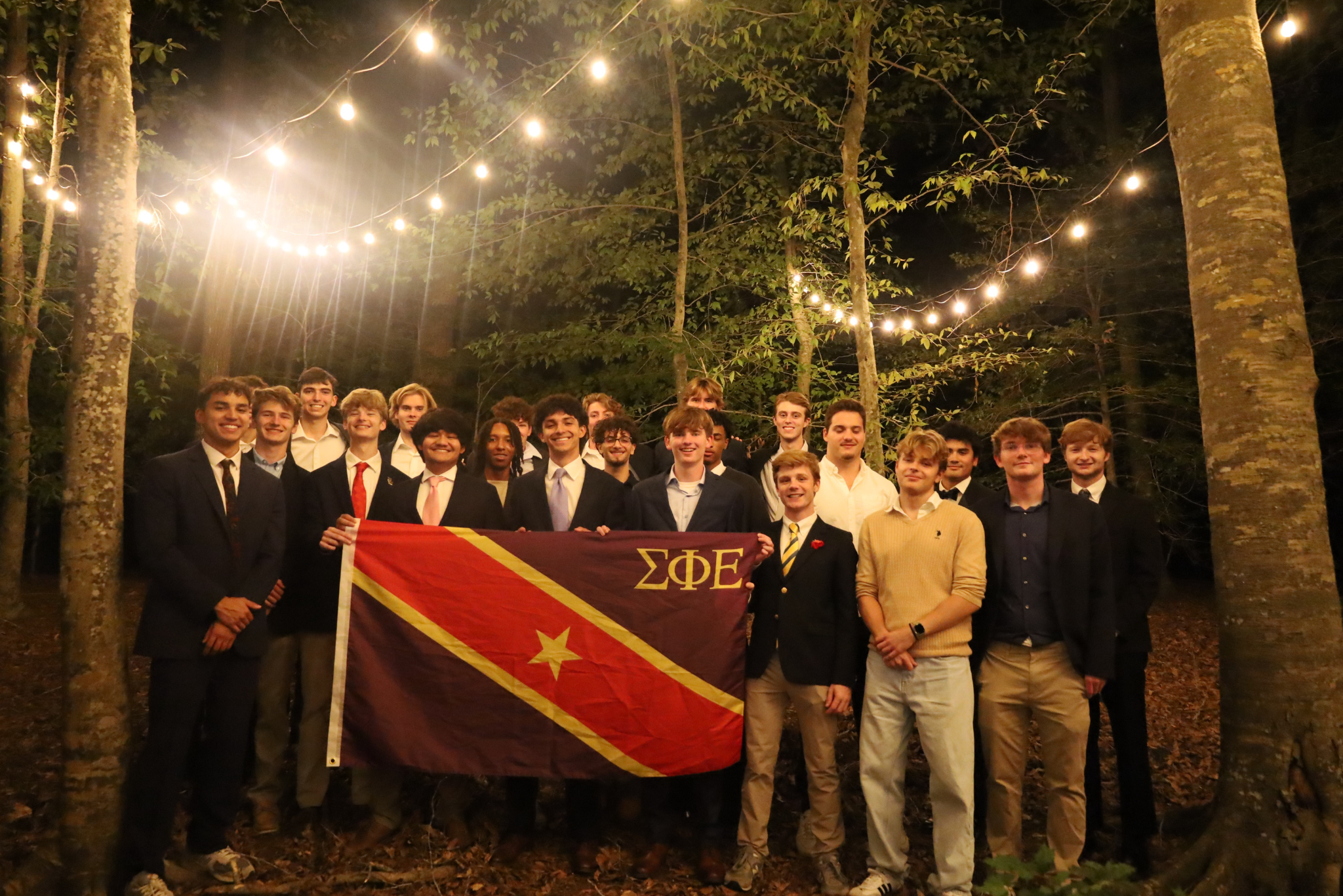 New members of Sigma Phi Epsilon pose for a picture.
