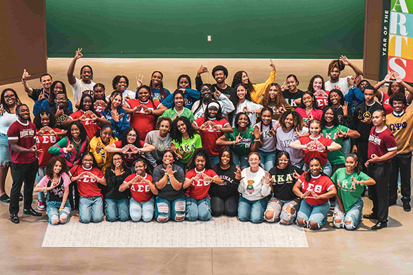 National Pan-Hellenic Council members pose for a group photo.
