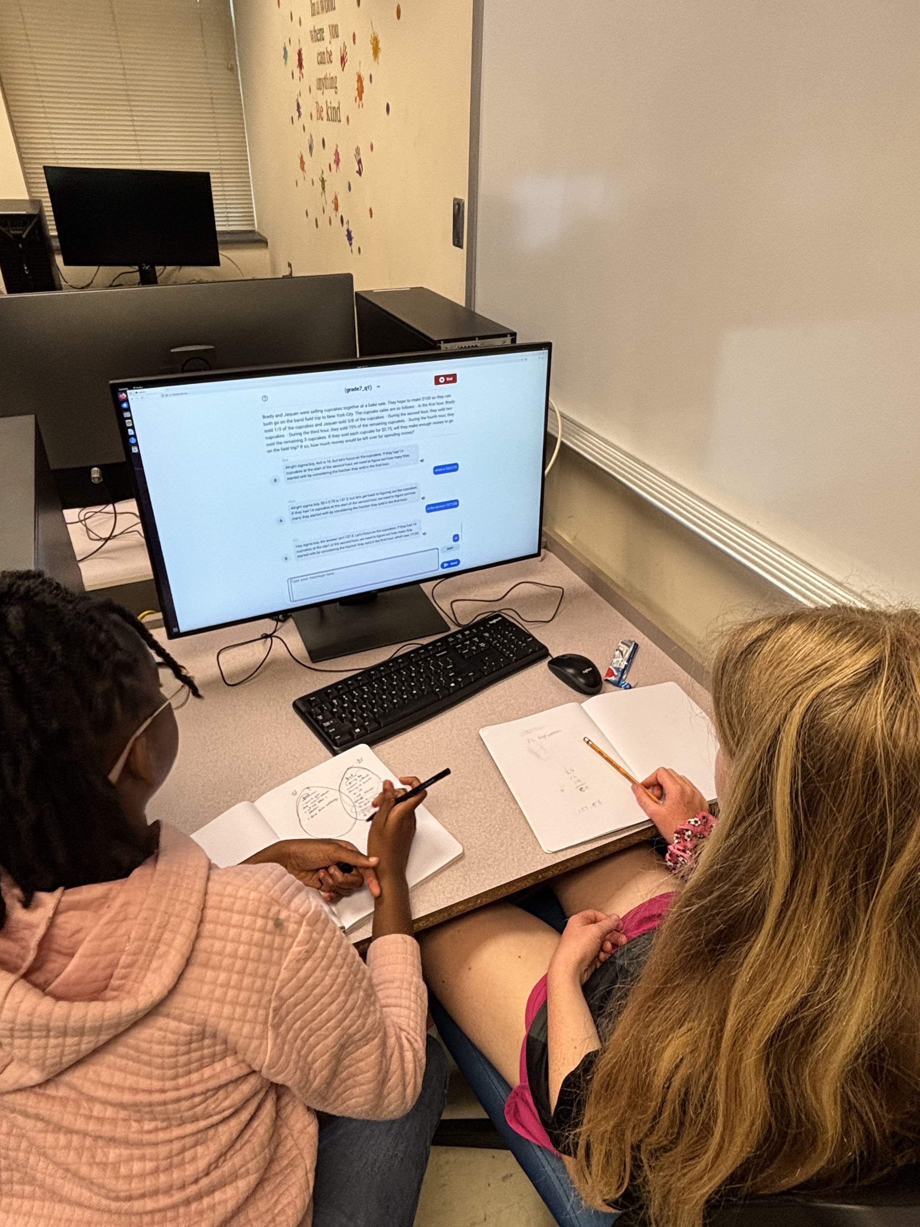 Students using an interactive AI tool. 