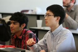 Institute student researchers at an AidData Lunch Event.