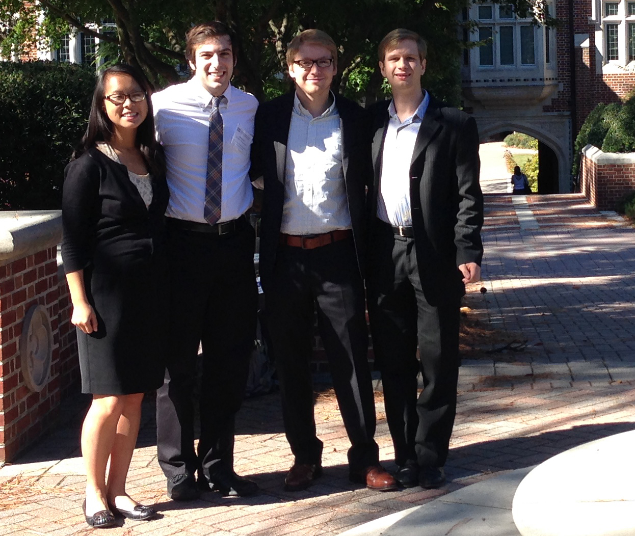 TRIP Project Manager Nicky Bell (2nd from L) with Darice Xue ’15, Matt Ribar ’17, and Michael McCoy ’15.