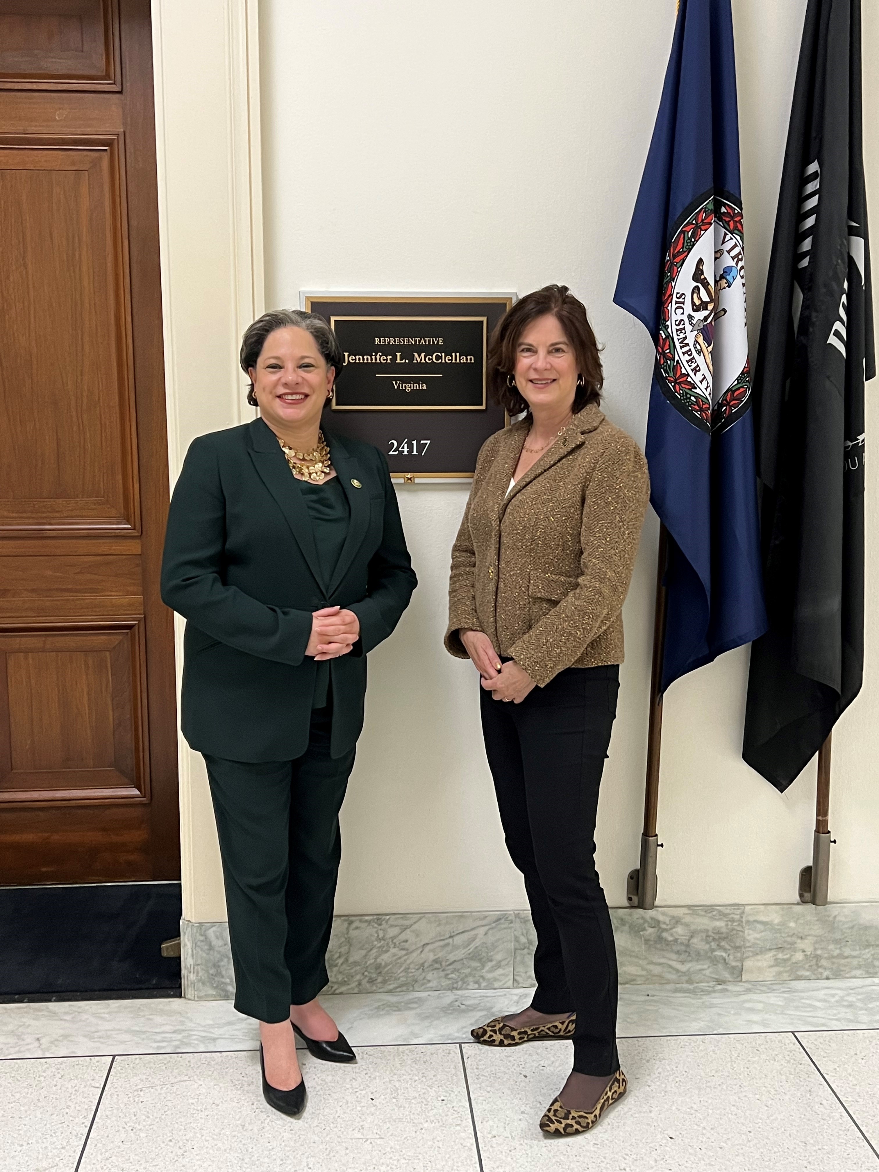 President Katherine Rowe and Representative Jennifer McClellan in Washington, D.C. in October 2023