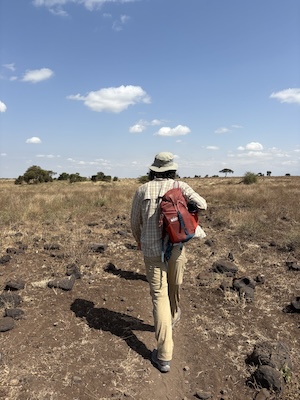 Thomas Lohmann '28 shadows local community members on patrol in Amboseli, Kenya to better understand how they are managing their rangelands in the face of drought and invasive species. Image: Leah Connell  
