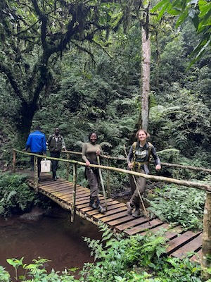 Helen Tiffin '26 with members of the research team while collecting data in the field. Image: Saoirse Dowd