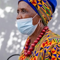Woman in face mask