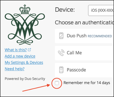 Duo 14 day reminder checkbox