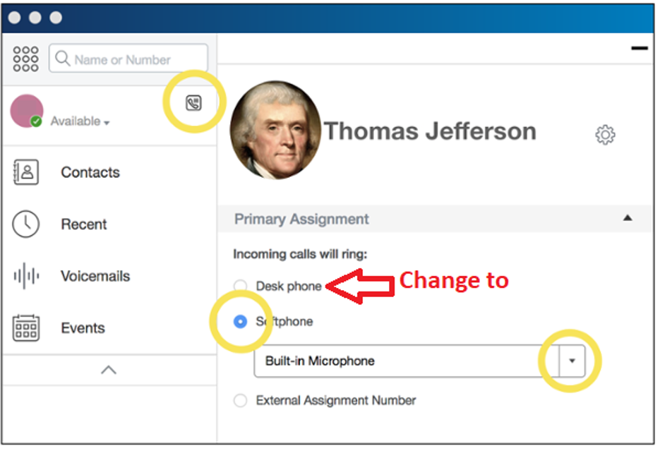 You can change your "Softphone" back to "Desk phone" with Mitel Connect