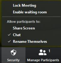 The most recent Zoom update provides a Security button directly on the meeting window.