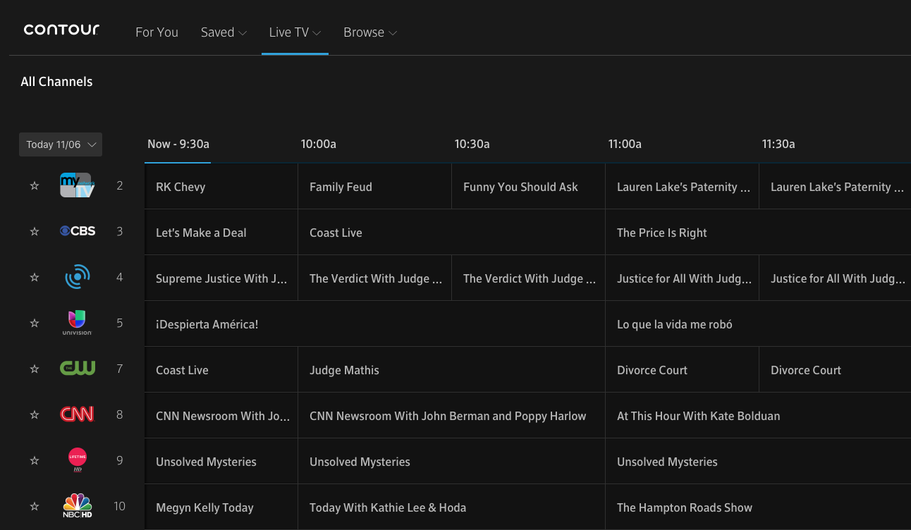 The channel listing for Campus Contour. 