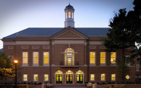 The outside of the Mason School of Business, where the Mason accounts are being integrated into the William & Mary campus accounts. The conversion is starting with individual faculty and staff members before converting all faculty, staff, and students.