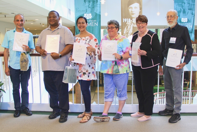2019 Service Award Recipients from Information Technology.  Pictured left to right: Jack Farraj (15 years), Brandon Coles (20 years), Patricia Cox (15 years), Kari-Lise Slettemoen (25 years), Rachel Pace (15 years), and Dan Ewart (45 years)