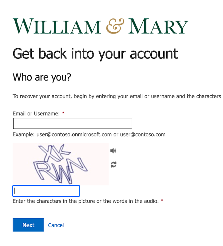 Start Microsoft Self-Service Password Recovery