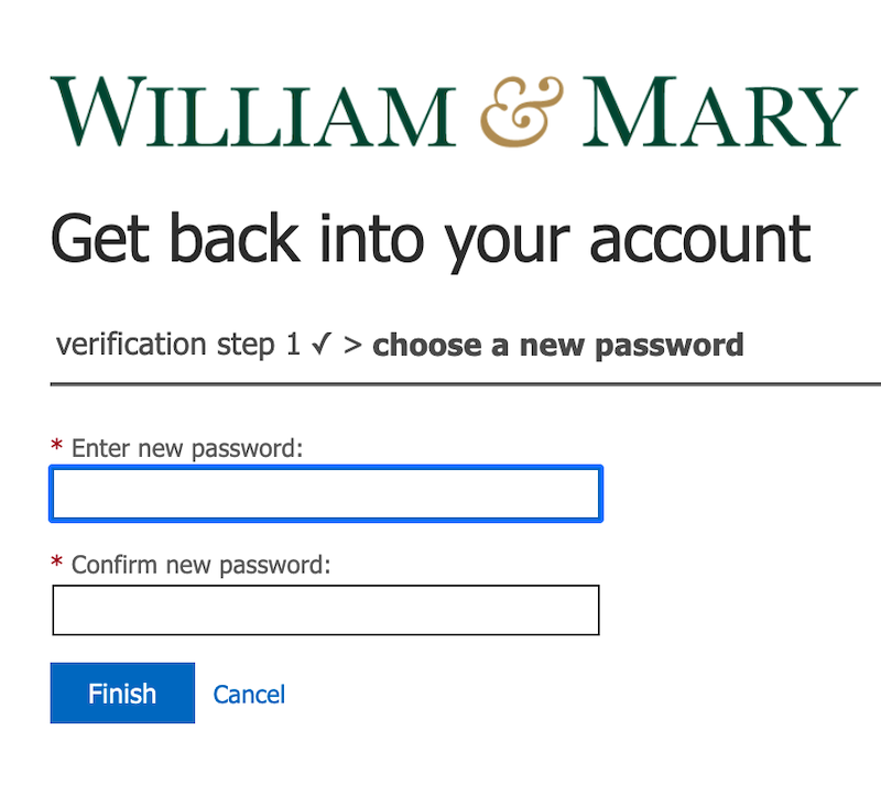 Microsoft SSPR enter your new password