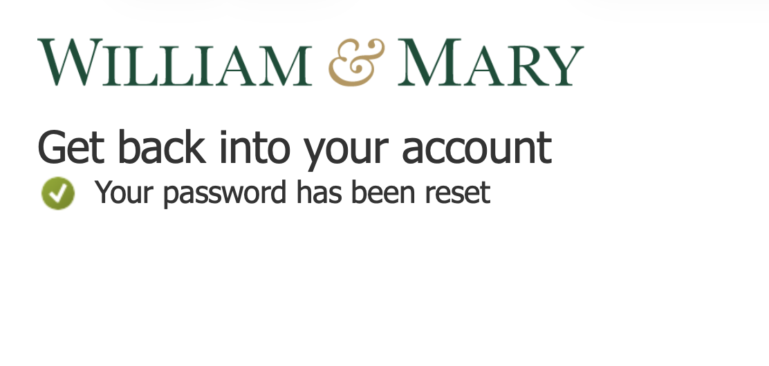 Microsoft SSPR password successfully reset