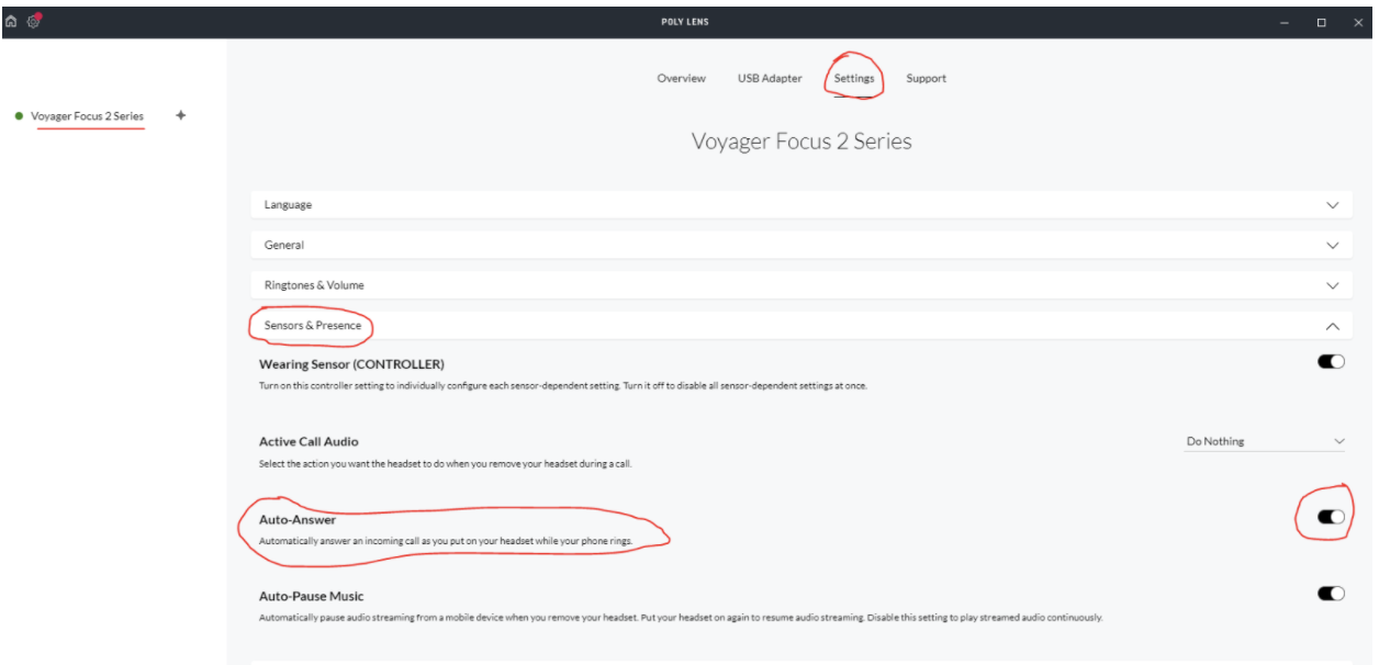 Poly Lens Settings