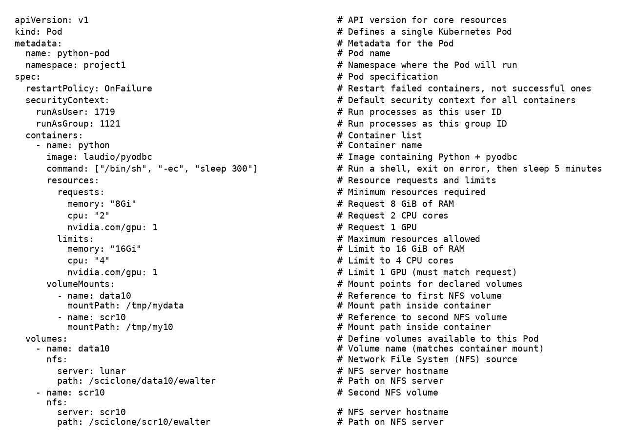 Example of a pod.yml file for k8s