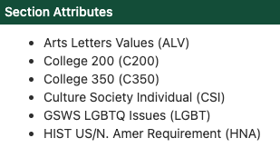 Course Details Section Attributes