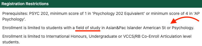 Field of Study - All Restriction