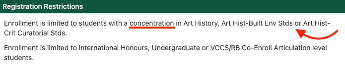 Field of Study - Concentration Restriction