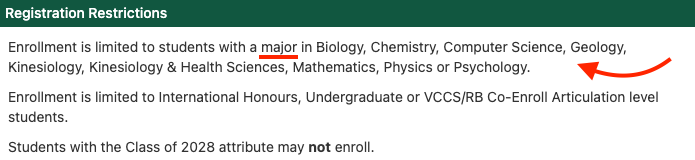 Field of Study - Major Restriction