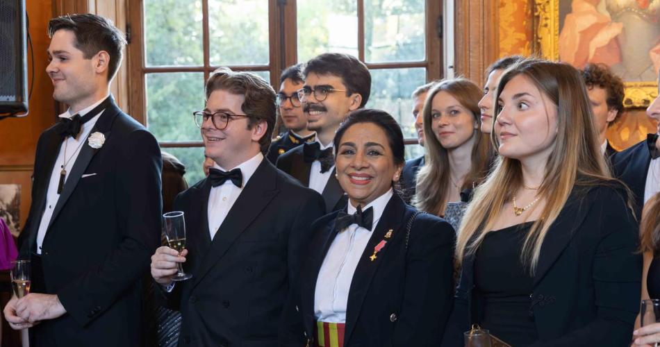 Attendees in black-tie attire