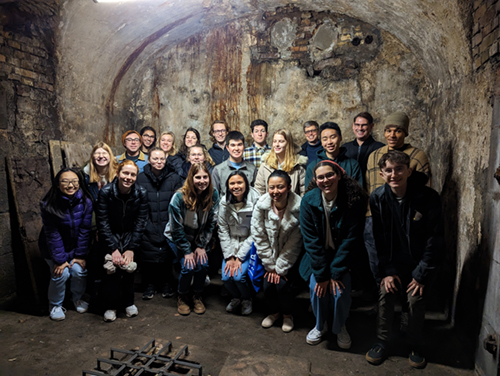 Trapped in the dungeon! This basement room of the Karlstor (Carl’s Gate) is normally inaccessible to the public. We got a tour from the artist-in-residence at the Gate, including the dungeon shown (that floods during high water). Courtesy Tyler Meldrum