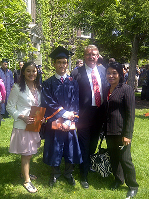 Whitaker's parents and sister, Ginger, at his graduation from Syracuse University. (Courtesy photo)