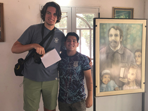 Connor Stanton '25 at the Hogar del Padre Cajade with one of the residents (Photo credit: Silvia Tandeciarz)